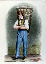 Ein reisender Brothändler. Mailänder Gravur um 1820.