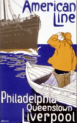 Werbeplakat für die American Line „Philadelphia - Queenstown - Liverpool“ in „Pictorial Placard“, Brüssel