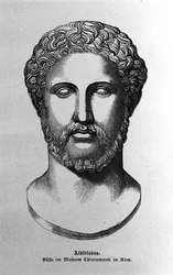 Alkibiades (450-404 v. Chr.) General und athenischer Staatsmann. Porträt einer römischen Büste. 19. Jahrhundert