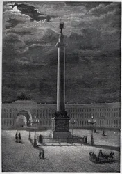 Alexander-Säule in St. Petersburg, Russland - Die Alexander-Säule in Sankt Petersburg - Gravur von 1870
