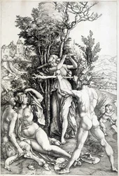 Allegorische Figur der Eifersucht - Gravur 16. Jahrhundert