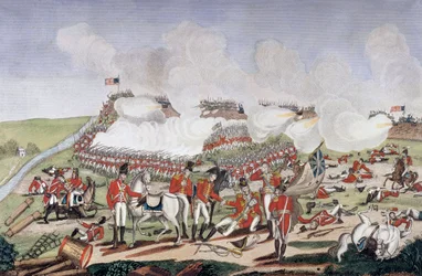Anglo-Amerikanischer Krieg von 1812 (Zweiter Unabhängigkeitskrieg): Tod von General Edward Pakenham (1778-1815) während der Schlacht von New Orleans (Louisiana, USA)