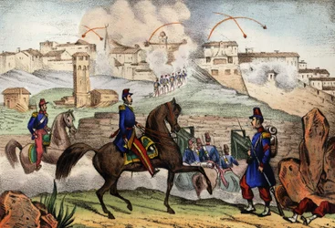 Sturm auf Constantine, Algerien, nach einer 7-tägigen Belagerung durch General Danrémont der französischen Armee Afrikas am 13. Oktober 1839. In „Storia d