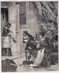 Als Marie de Medicis ihre Sache vortrug, trat der Kardinal ein (Journee des dupes), eine Illustration in „Paris a travers les siecles“ von Kenouillac