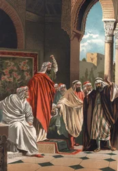 Averroes, arabischer Philosoph und Arzt (1126-1198). Aus „La Ciencia y sus Hombres“ von Louis Figuier. Barcelona 1881.