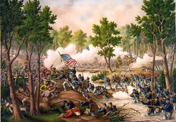 Schlacht von Spottsylvania zwischen 8 und 18/05/1864. Gravur ca. 1888