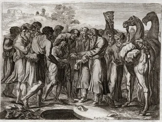 Bibel von Royaumont, Altes Testament: Joseph wird von seinen Brüdern verkauft.