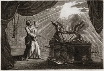 Royaumont-Bibel, Altes Testament: Die Bundeslade. Figur der Lade. Illustration von 1811.