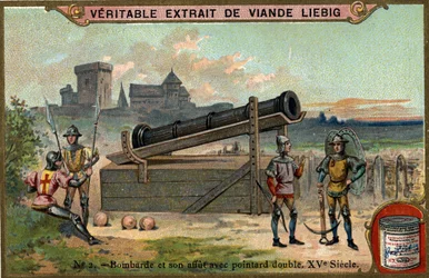 Bombarde und ihre Wache mit doppeltem Pointard. 15. Jahrhundert. Chromo Liebig