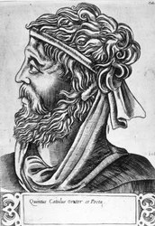 Caius Valerius Catullus genannt Catull (87 - 54 v. Chr.) Imaginäres Porträt, Gravur des 17. Jahrhunderts