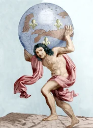 Karikatur von Colbert als Atlas