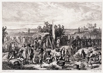 Chouans im Biwak - in „La bretagne ancienne et moderne“ von Pitre-Chevalier, herausgegeben von W. Coquebert