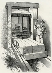 Kreisförmige Hobelmaschine, die beim Bau des Kristallpalastes in London verwendet wurde