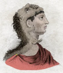 Zivilisation der Antike: Porträt von König Philipp II. von Makedonien (382-336 v. Chr.), Vater von Alexander dem Großen. Gravur des 19. Jahrhunderts