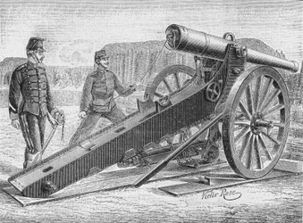 155-mm-Belagerungsgeschütz von Colonel de Bange. In „Album der Wissenschaft“, Éditions Jouvet