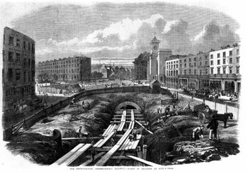 Bau der Londoner U-Bahn im Jahr 1850: Arbeiten am King’s Cross