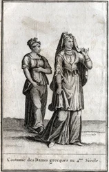 Kostüm der griechischen Damen im 4. Jahrhundert. Gravur in „Beaute de l