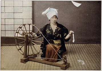Baumwollspinnmaschine in Japan, Ende 19. Jahrhundert