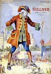 Titelblatt von „Gulliver bei den Zwergen (Lilliputanern)“, Illustration des 19. Jahrhunderts