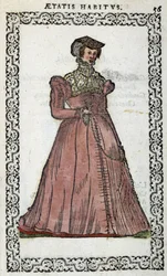 Französische Dame - in „Habits et effigies“ von Jean Sulperius
