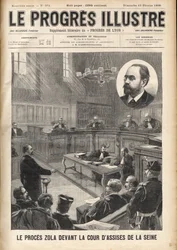 Dreyfus-Affäre: Emile Zola (1840-1902) vor dem Gericht der Seine im Prozess gegen Alfred Dreyfus