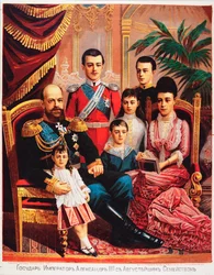 Kaiser Alexander III. (1845-1894) mit seiner Familie