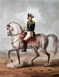 Reiterporträt des Marquis Gilbert du Motier de La Fayette (1757-1834), französischer Aristokrat, Militär und Politiker - Gravur - Marquis von La Fayette (1757-1834), französischer Militär und Politiker