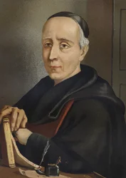 FEIJOO Y MONTENEGRO, Benito Jerónimo (1673-1764). Spanischer Schriftsteller und Essayist - Porträt von Benito Jerónimo Feijoo (1676-1764), spanischem Theologen und Mediziner, nach „Berühmte Männer und Frauen“. Barcelona 1877