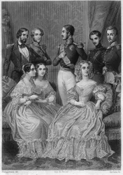 Familie von Orléans - Gravur in „Histoire de la vie politique et privée de Louis Philippe“
