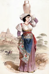 Bauer bei Neapel, der einen Wasserkrug auf dem Kopf trägt