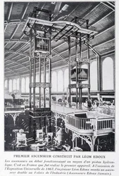 Erster Aufzug gebaut von Léon Edoux bei der Weltausstellung 1867