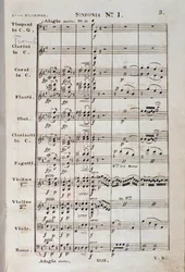Erste Seite der Partitur für Sinfonie Nr. 1 in C-Dur Opus 21, von Ludwig van Beethoven