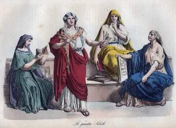 Vier römische Sibyllen - Stich aus „Usi e Costumi di Tutti i Popoli dell