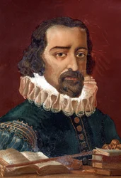 Francis Bacon (1561-1626), Kanzler von England und Philosoph nach „La Ciencia y sus Hombres“ von Louis Figuier. Barcelona 1881.