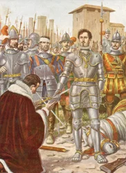 Franz I. übergibt sein Schwert an Lannoy während der Schlacht von Pavie