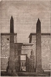 Vorderansicht einer Rekonstruktion der Luxor-Obelisken in Ägypten
