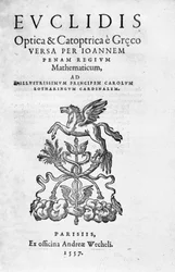 Frontispiz von „Optica & Catoptrica...“ von Euklid