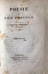 Frontispiz von „Poesie“ des italienischen Dichters und Dramatikers Ugo Foscolo (1778-1827) 1822