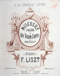 Frontispiz von Miserere von Allegri und Ave verum corpus von Mozart, transkribiert von Liszt für Klavier (1865)