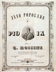 Frontispiz der Partitur des Volksliedes für Pius IX. von Gioacchino Rossini