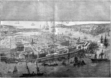 Gesamtansicht von Havanna im Jahr 1862 - Apparat der französischen Division unter dem Kommando von Konteradmiral Jurien de la Graviere