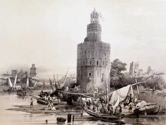 Goldener Turm, Sevilla, "Künstlerisches und monumentales Spanien berühmter Orte und Denkmäler Spaniens" von Don Genaro Perez de Villa