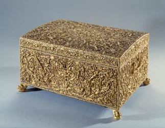 Goldene Schatulle bekannt als Anne von Österreich (1601-1666) angeboten von Kardinal Jules Mazarin (Giulio Raimondo Mazzarino oder Mazarino) (1602-1661)