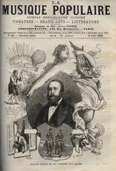 Gustave Nadaud (1820-1893), französischer Liedermacher und seine Lieder - Gravur in „Populäre Musik“ illustriertes Wochenblatt - 1882