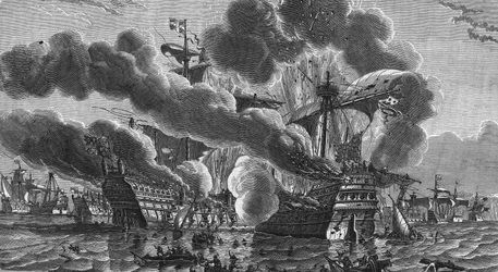Hervé Primoguet verbrannte das Admiralsschiff von England am 10. August.