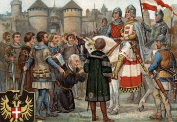Historische Episoden berühmter Städte: Rudolf von Habsburg (Rudolf I. des Heiligen Römischen Reiches 1218-1291) nahm Wien in Besitz (1276). Rudolf I. war König der Römer und durch die Einnahme der Stadt Wien begründete er die Macht der Habsburger. Chromoli