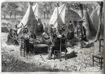 Menschliche Zoos - Menschlicher Zoo - Ethnologische Ausstellungen - Mohas-Indianer im Jardin d