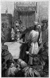 Hundertjähriger Krieg - die Jacquerie (1358): Der Kaufmann Étienne Marcel (1315-1358) und der Schöffe Jean Maillart, einer der Anführer der royalistischen Partei, während der Jacquerie, eines Aufstands der Bauern gegen den französischen Adel. Stich in „Le