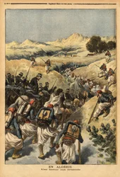 In Algerien, ein Bataillon organisiert von einem ganzen Bataillon von Zouaven, verstärkt durch die Kavallerie, um Areski ben Bashir zu fangen