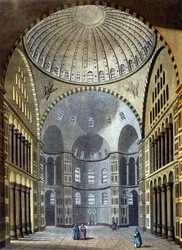 Innenansicht der Hagia Sophia Moschee in Konstantinopel - in „Das alte und moderne Kostüm“ von Ferrario, ed. Mailand